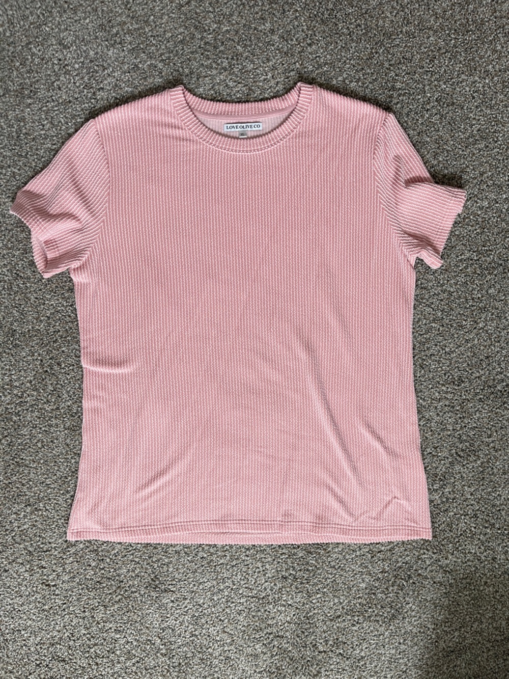 Pink Ribbed Short Sleeve Top